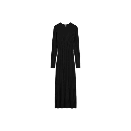 TOTEME FW24 Длинное платье с длинным рукавом женское черное