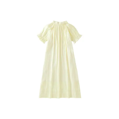 Crying Center Короткий рукав платье женское светло-желтое