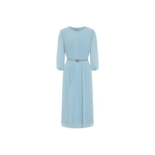 BBLLUUEE Короткий рукав Платье Женское Светлый аква Синий