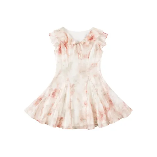 LEDIN Короткий рукав Платье Женское Кристальный Фуксия