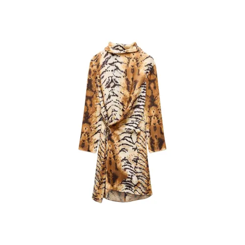 ZARA ZW Series Длинное Платье с Длинными Рукавами Женское Многоцветное