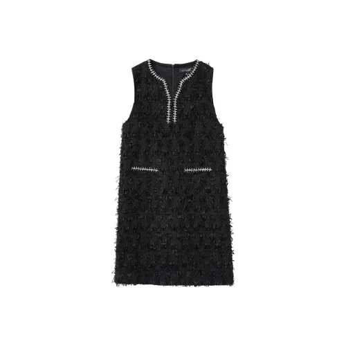 OUNIXUE Черные Женские Платья без рукавов