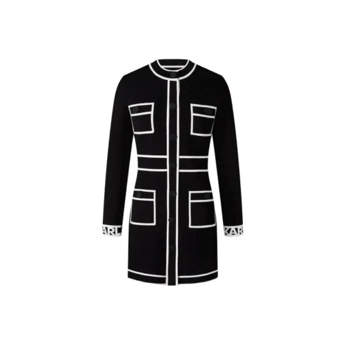 KARL LAGERFELD Длинное платье с длинными рукавами женское черное