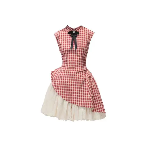 PLAY BUSH Короткий рукав Платье Женское Красное