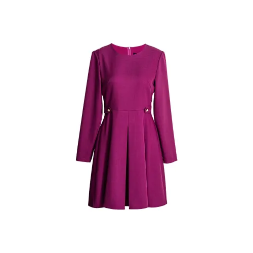 ROEYSHOUSE Длинное платье с длинными рукавами женское розово-красное