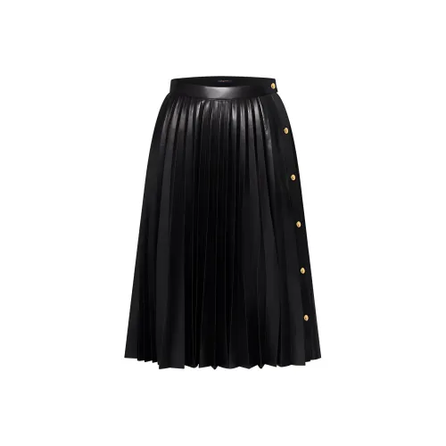 LOUIS VUITTON SS25 Кожа Длинная Юбка Женская Черная