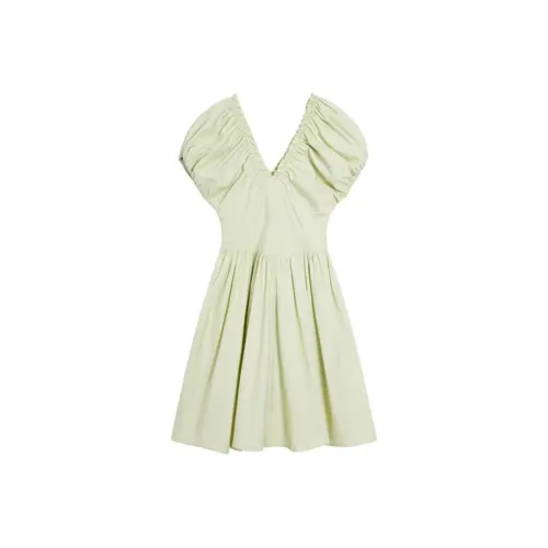 Lookinto Короткий рукав Платье Женское Изумрудно-зеленый