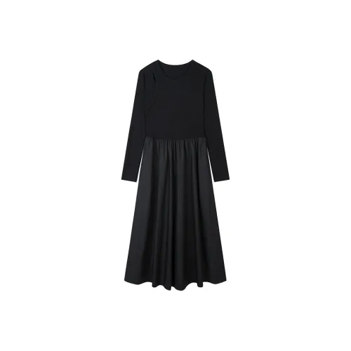 Mo Han Yi Mei Длинный рукав Платье Женское Черное