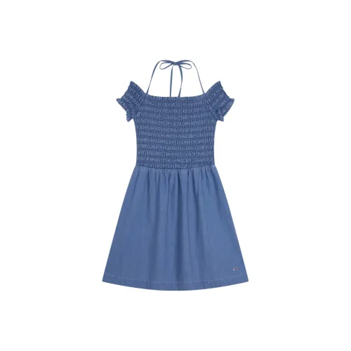Tommy Hilfiger Джинсовый синий 1A4 Женские Короткие Платья с Рукавами