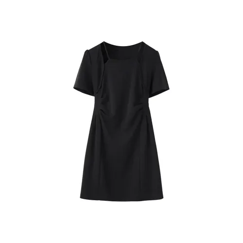KEAB Короткий рукав Платье Женское Черное