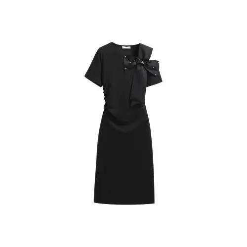 Silky Queen Короткий рукав Платье Женское Черное