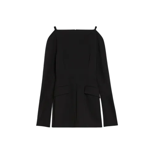 Спортивный Ma Длинное Платье с Длинными Рукавами Женское Черное