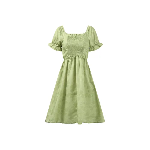 ZCDECO Короткое платье с короткими рукавами женское изумрудно-зеленый