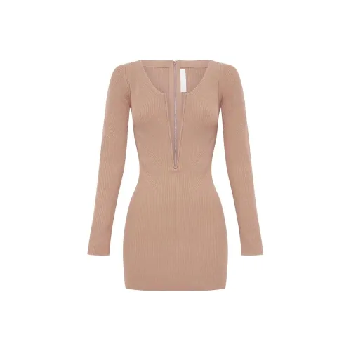 DION LEE Хаки Женские Длинные Платья с Рукавами