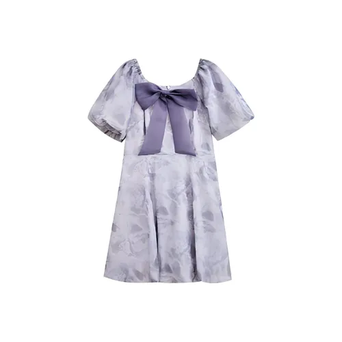 ZIHAN SS24 Короткий рукав Платье Женское Свежий Фиолетовый