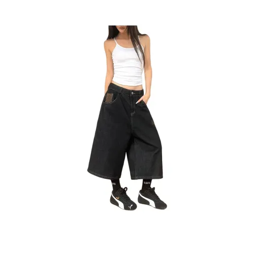 KVIV Черные Мужские Джинсовые Шорты