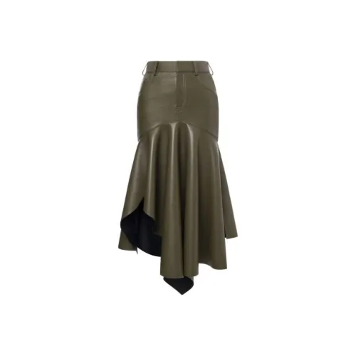 PHILOSOPHY DI LORENZO SERAFINI Кожа Длинный Юбка Женские Зеленый