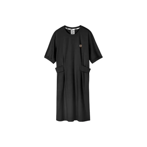 Skechers Funny Monster Короткий рукав Платье Женское Углеродно-черный