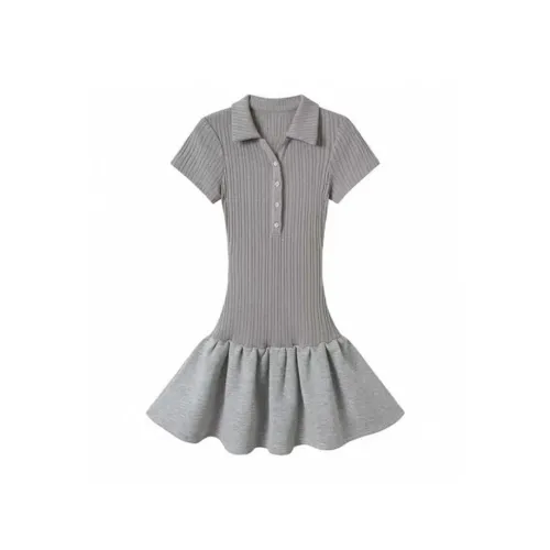 HeartyBite Короткий рукав Платье Женское Серое
