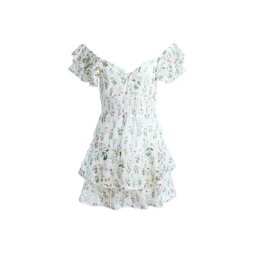 ALICE+OLIVIA SS24 Короткое платье с короткими рукавами женское многоцветное