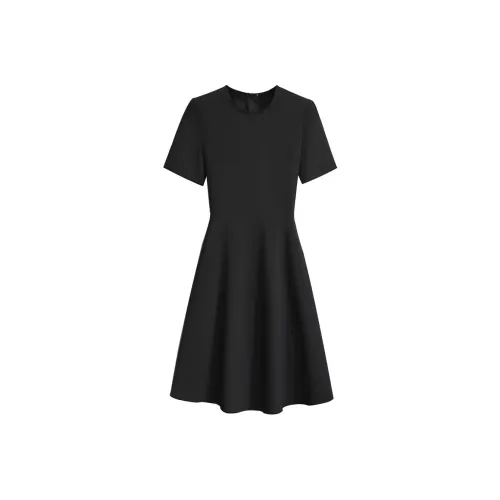 Silky Queen Короткий рукав Платье Женское Черное