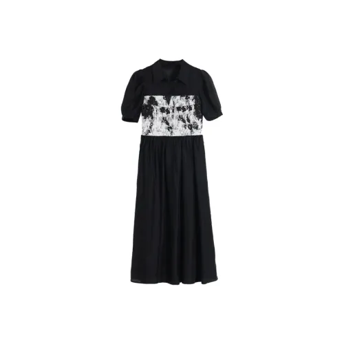 SETIROM Короткий рукав Платье Женское Черное