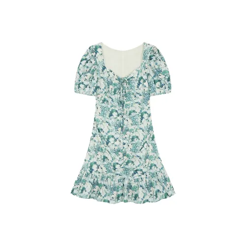 THE SEA LIFE Короткое платье с короткими рукавами женское бирюзовый