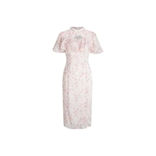 Anmani Персиково-розовый Женские Платья с Коротким Рукавом