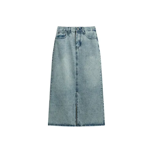 SYEEE WITH U Denim Long Skirt Women's Blue