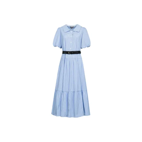 MeetMetro Короткий рукав Платье Женское Полосатое