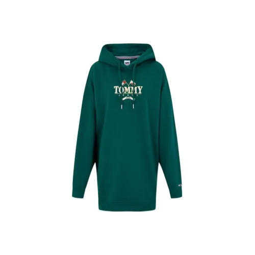 Tommy Hilfiger Темно-зеленое Женское Длинное Платье с Длинным Рукавом