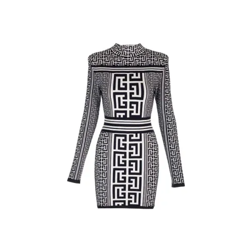 BALMAIN Длинное платье с длинными рукавами женское многоцветное