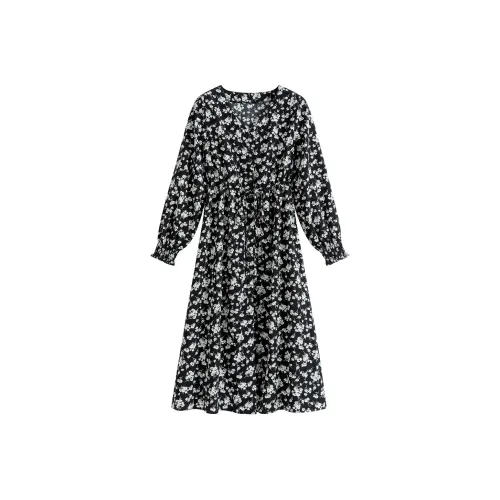 CLUB NEWS Длинное платье с длинными рукавами женское черное