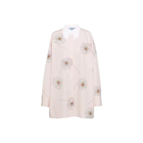 PRADA Длинное платье с длинными рукавами женское светло-розовое