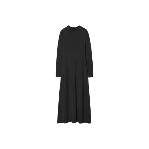 COS Длинное платье с длинными рукавами женское черное