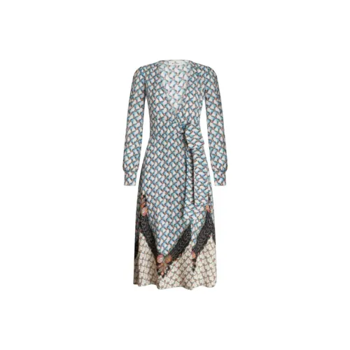ETRO Синий Женские Длинные Платья с Рукавами