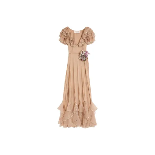 Valentino Короткий рукав Платье Женское Бежевый