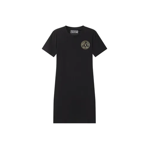 VERSACE JEANS COUTURE Короткое платье с короткими рукавами женское черное