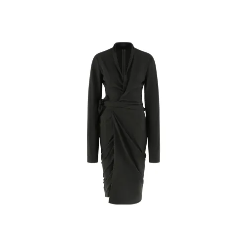 RICK OWENS Black Женские Длинные Платья с Рукавами