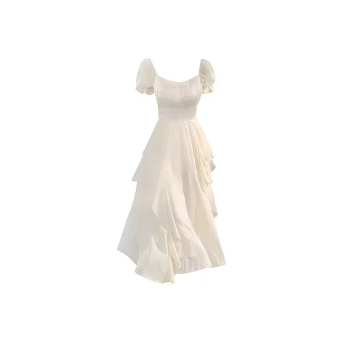 DATIANXIN Короткий рукав Платье Женское Абрикосовое