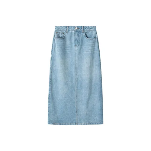 MOSIIMORII Denim Long Skirt Women's Light Blue