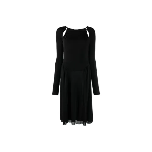 Ferragamo Черное Женское Длинное Платье с Рукавами