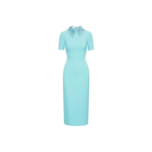 Oscar De La Renta SS24 Короткое платье с короткими рукавами женское мятно-зеленый