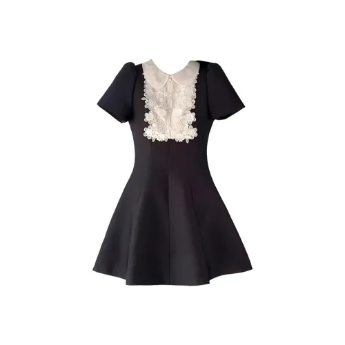 SKYA Короткий рукав Платье Женское Черное
