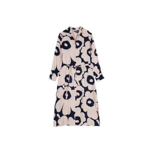 MARIMEKKO Темно-синий Женские Длинные Платья с Рукавами