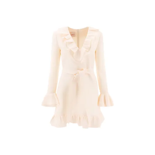 Valentino Длинное платье с длинными рукавами женское белое