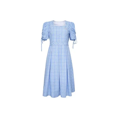 LOFT SHINE Клетчатый Женские Короткие Платья с Рукавами