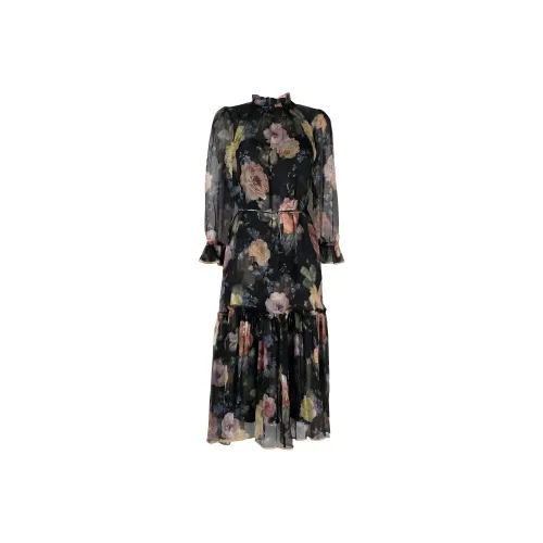 Zimmermann Черное Женское Длинное Платье с Рукавами