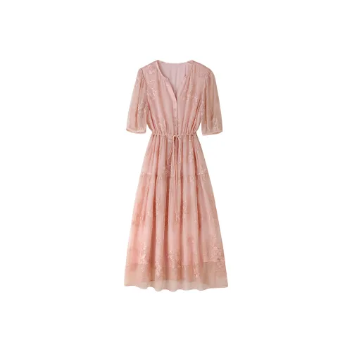 To The West Короткий рукав Платье Женское Розовое