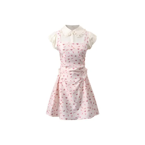 PLANE DRIFT Короткий рукав Платье Женское Розовое